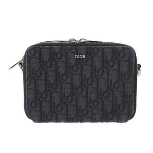 CHRISTIAN DIOR Oblique Canvas Shoulder Wallet Black